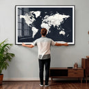 Black World Map Wall Art Canvas Print for Home Office and by MyGreatCanvas | Canvas Wall Art Prints | Photo Prints & Wall Decor