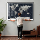 Colorful Watercolor World Map Canvas Print – Vibrant Framed