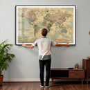 Vintage World Map Wall Art | Ready to Hang and Framed