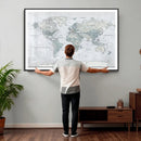 Push Pin World Map Canvas Print - Detailed Vintage World Map