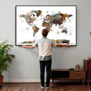 Watercolor World Map Canvas Print – Detailed Map of the