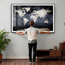 Vintage World Map Canvas Wall Art – Antique Triptych Map