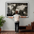 Vintage World Map Wall Art Canvas Print – Framed Large Map
