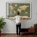 Large World Map Canvas Wall Art Print for Study Room Decor -