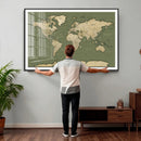Vintage World Map Canvas Wall Art Print, Classic Global Map