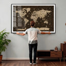 Colorful World Map Canvas Wall Art with Landmarks – Framed by MyGreatCanvas | Canvas Wall Art Prints | Photo Prints & Wall Decor