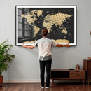 Vintage Blue and Brown World Map Canvas Wall Art – Framed by MyGreatCanvas | Canvas Wall Art Prints | Photo Prints & Wall Decor