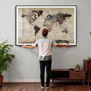 Neutral Watercolor World Map Canvas Wall Art – Framed Earth by MyGreatCanvas | Canvas Wall Art Prints | Photo Prints & Wall Decor