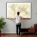Colorful Watercolor World Map Canvas Wall Art – Framed
