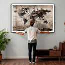 Black and White World Map Canvas Print – Framed Wall Art for by MyGreatCanvas | Canvas Wall Art Prints | Photo Prints & Wall Decor