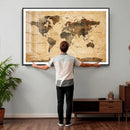 Navy Blue and Gold World Map Canvas Print – Framed Luxury by MyGreatCanvas | Canvas Wall Art Prints | Photo Prints & Wall Decor
