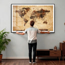 Modern Red and Gray World Map Canvas Print – Framed Wall Art by MyGreatCanvas | Canvas Wall Art Prints | Photo Prints & Wall Decor