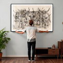 Abstract Cow Longhorn Wall Art Canvas Print for Cabin Decor by MyGreatCanvas | Canvas Wall Art Prints | Photo Prints & Wall Decor
