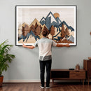 Layered Wooden Mountain Wall Art Canvas Print, Modern Rustic by MyGreatCanvas | Canvas Wall Art Prints | Photo Prints & Wall Decor