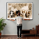 Western Longhorn Herd Wall Art Canvas Print, Sepia Texas by MyGreatCanvas | Canvas Wall Art Prints | Photo Prints & Wall Decor
