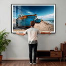Coastal Fishing Boats Wall Art Canvas Print, Sunset Beach by MyGreatCanvas | Canvas Wall Art Prints | Photo Prints & Wall Decor