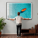 Minimalist Boat Wall Art Canvas Print, Aerial Sea Landscape by MyGreatCanvas | Canvas Wall Art Prints | Photo Prints & Wall Decor