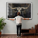 Rustic Longhorn Bull Wall Art Canvas Print – Vintage Western by MyGreatCanvas | Canvas Wall Art Prints | Photo Prints & Wall Decor