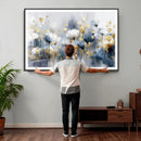 Large Abstract Flowers Wall Art Canvas Print – Gold and Blue by MyGreatCanvas | Canvas Wall Art Prints | Photo Prints & Wall Decor