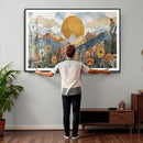 Boho Mountain Landscape Large Wall Art, Horizontal Gold by MyGreatCanvas | Canvas Wall Art Prints | Photo Prints & Wall Decor