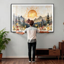 Boho Mountain Landscape Large Wall Art, Horizontal Gold by MyGreatCanvas | Canvas Wall Art Prints | Photo Prints & Wall Decor