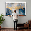 Blue Gold Abstract Large Framed Canvas Wall Art, Modern by MyGreatCanvas | Canvas Wall Art Prints | Photo Prints & Wall Decor