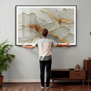 White Gold Floral Canvas Wall Art — Textured Flower Print | by MyGreatCanvas | Canvas Wall Art Prints | Photo Prints & Wall Decor