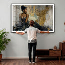 Black Woman Canvas Wall Art — Black Gold Gown Fashion Print by MyGreatCanvas | Canvas Wall Art Prints | Photo Prints & Wall Decor