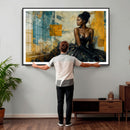 Elegant Woman Canvas Wall Art — Black Gold Gown Fashion by MyGreatCanvas | Canvas Wall Art Prints | Photo Prints & Wall Decor