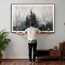 Misty Pine Forest Oil Painting Canvas — Dark Moody Teal Grey by MyGreatCanvas | Canvas Wall Art Prints | Photo Prints & Wall Decor
