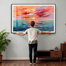 Bold Palette Knife Ocean Sunset Canvas — Orange Pink Teal by MyGreatCanvas | Canvas Wall Art Prints | Photo Prints & Wall Decor