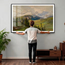 Konrad Petrides Sexten Village Canvas Print, Alpine Mountain Valley Painting, Dolomites Landscape Art by MyGreatCanvas | Canvas Wall Art Prints | Photo Prints & Wall Decor