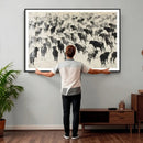 Longhorn Cattle Canvas Wall Art, Black White Stampede Ink by MyGreatCanvas | Canvas Wall Art Prints | Photo Prints & Wall Decor