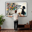 Banksy Butterfly Girl Wall Art Canvas Print, Framed Street by MyGreatCanvas | Canvas Wall Art Prints | Photo Prints & Wall Decor
