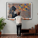 Urban Banksy Butterfly Girl Wall Art Canvas Print, Framed by MyGreatCanvas | Canvas Wall Art Prints | Photo Prints & Wall Decor