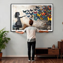 Banksy Butterfly Girl Wall Art Canvas Print, Framed Street by MyGreatCanvas | Canvas Wall Art Prints | Photo Prints & Wall Decor