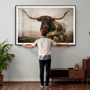 Longhorn Bull Wall Art Canvas Print, Western Farmhouse by MyGreatCanvas | Canvas Wall Art Prints | Photo Prints & Wall Decor