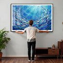 School of Fish Canvas Print | Blue Ocean Underwater Wall Art by MyGreatCanvas | Canvas Wall Art Prints | Photo Prints & Wall Decor