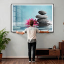 Zen Canvas Wall Art Lotus Flower Stacked Stones Teal Spa by MyGreatCanvas | Canvas Wall Art Prints | Photo Prints & Wall Decor