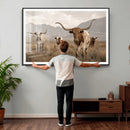 Rustic Texas Longhorn Cow Canvas Wall Art Print, Rustic Farm Animal Photography Print, Farmhouse Country Decor, Western Ranch Art by MyGreatCanvas | Canvas Wall Art Prints | Photo Prints & Wall Decor