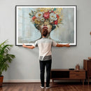 Golden Petal Wall Art Canvas Print - Silhouette Woman Wall