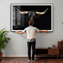 Black Bull Wall Art – Majestic Longhorn Canvas Print with