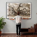 Sepia Framed Angel Oak Tree Wall Art - 3-Panel Canvas
