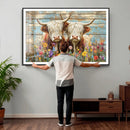 Cute Highland Cow Canvas Wall Art - Rustic Farmhouse Decor