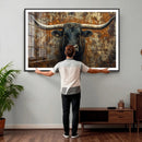 Longhorn Texas Cow Bull Wall Art | Rustic Farmhouse Canvas by MyGreatCanvas | Canvas Wall Art Prints | Photo Prints & Wall Decor