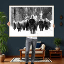 Bison Herd in Snow Wall Art Canvas Print | Rustic Western