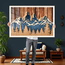 Rustic Wood Style Mountain Wall Art, Nature Forest Canvas
