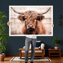 Vintage Scottish Highland Cow Cattle Art Print Farmhouse