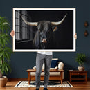 Majestic Longhorn Bull Wall Art Canvas Print – Dark by MyGreatCanvas | Canvas Wall Art Prints | Photo Prints & Wall Decor