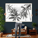 Black and White Palm Wall Art Canvas Print – Framed